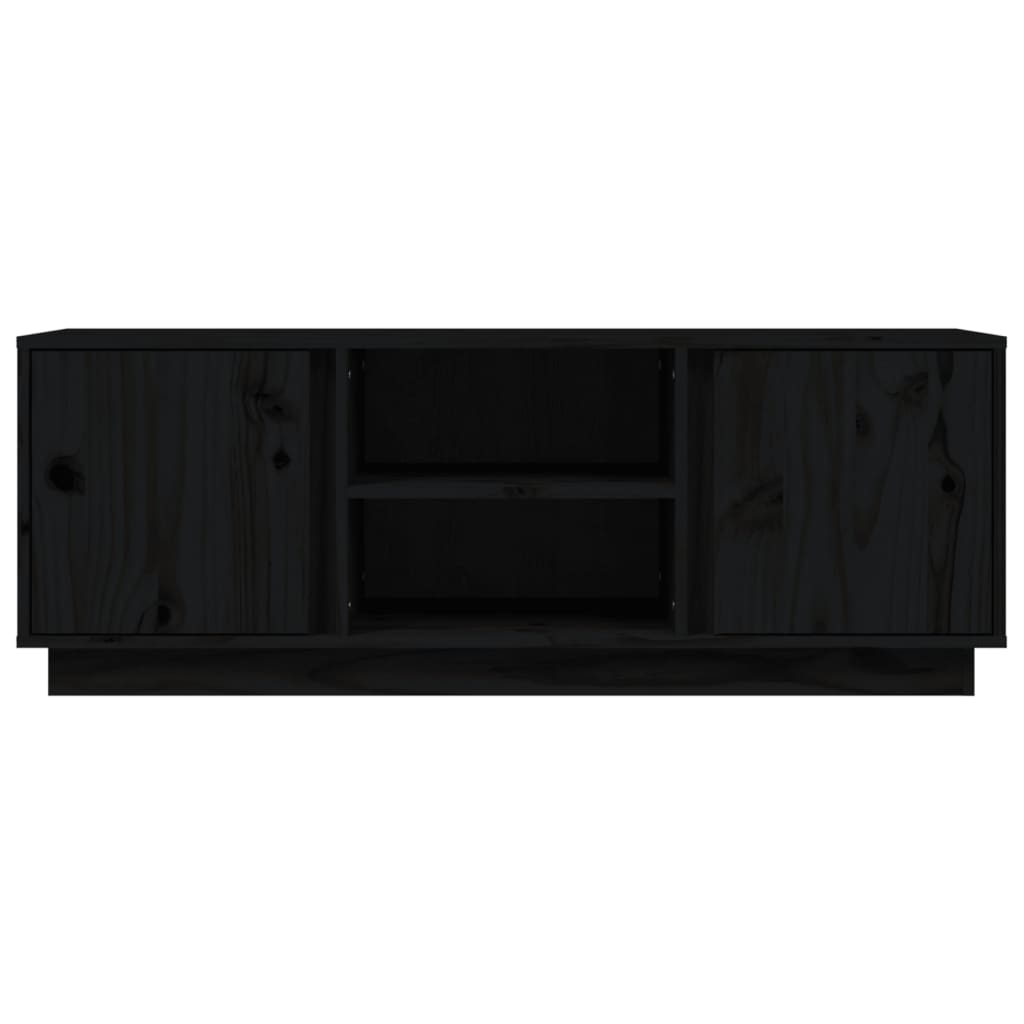 TV-Schrank Schwarz 110x35x40,5 cm Massivholz Kiefer