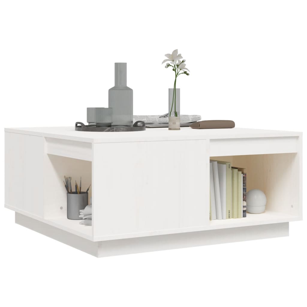 Couchtisch Weiß 80x81x36,5 cm Massivholz Kiefer