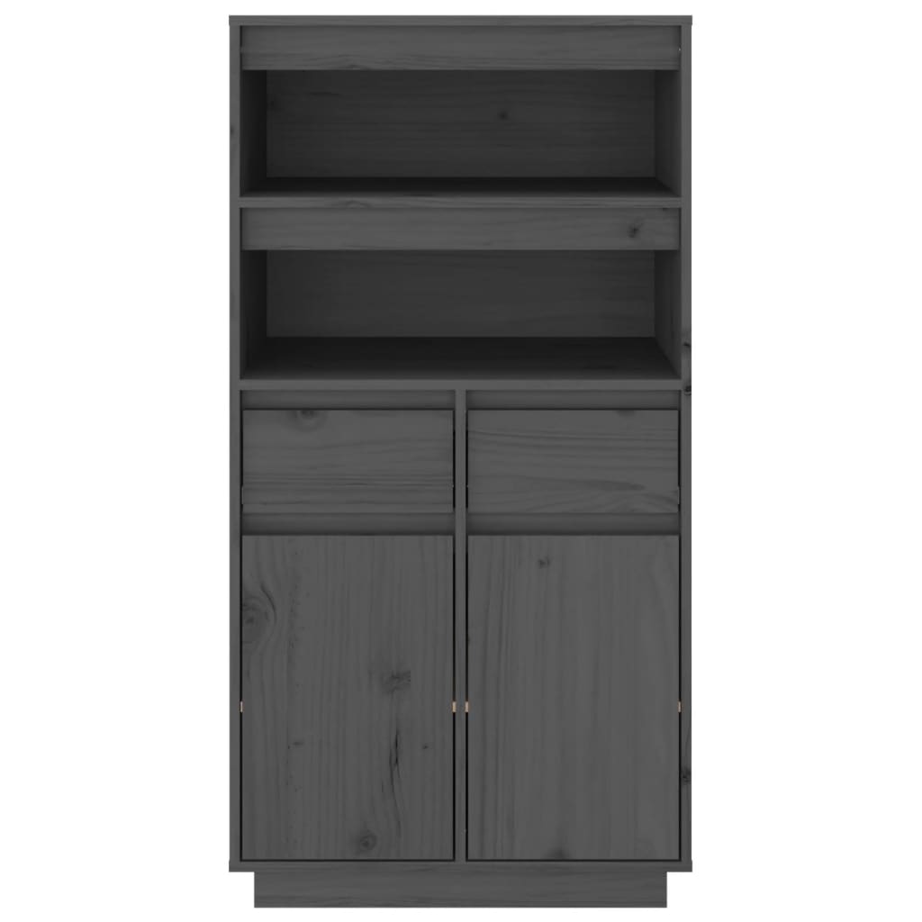 Highboard Grau 60x40x116,5 cm Massivholz Kiefer