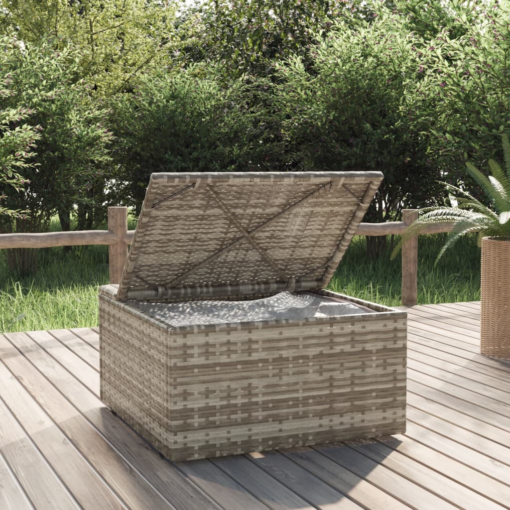 Gartenhocker mit Kissen Grau 55x55x30 cm Poly Rattan