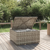 Thumbnail for Gartenhocker mit Kissen Grau 55x55x30 cm Poly Rattan