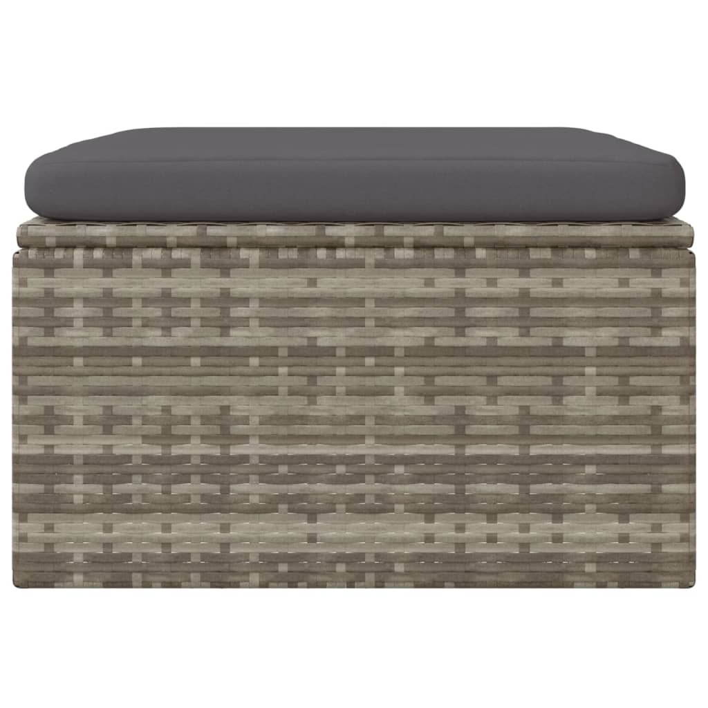 Gartenhocker mit Kissen Grau 55x55x30 cm Poly Rattan