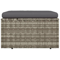 Thumbnail for Gartenhocker mit Kissen Grau 55x55x30 cm Poly Rattan