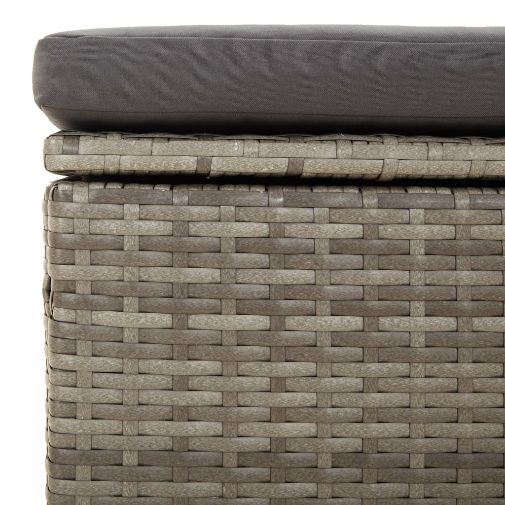 Gartenhocker mit Kissen Grau 55x55x30 cm Poly Rattan