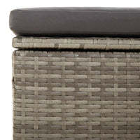 Thumbnail for Gartenhocker mit Kissen Grau 55x55x30 cm Poly Rattan