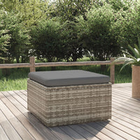 Thumbnail for Gartenhocker mit Kissen Grau 55x55x30 cm Poly Rattan