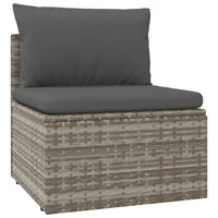 Thumbnail for Garten-Mittelsofa mit Kissen Grau 57x57x56 cm Poly Rattan