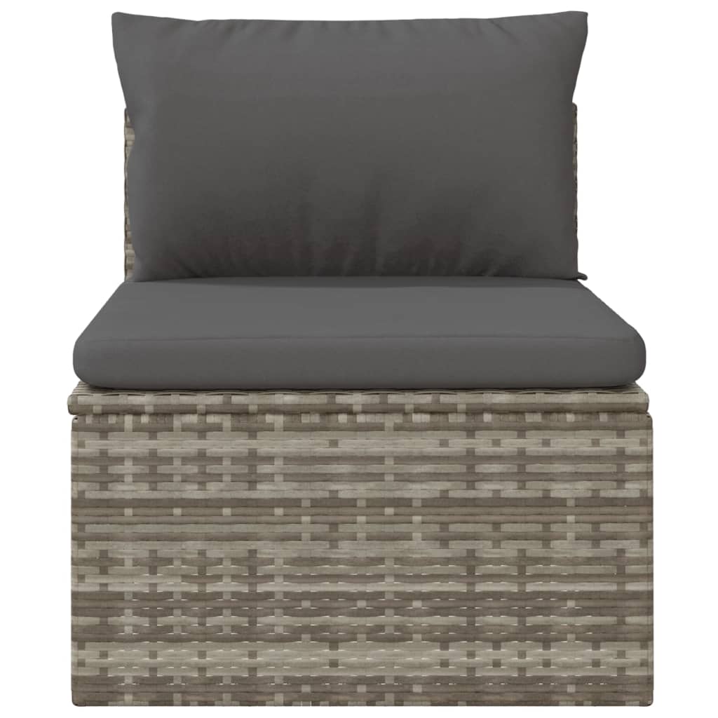 Garten-Mittelsofa mit Kissen Grau 57x57x56 cm Poly Rattan