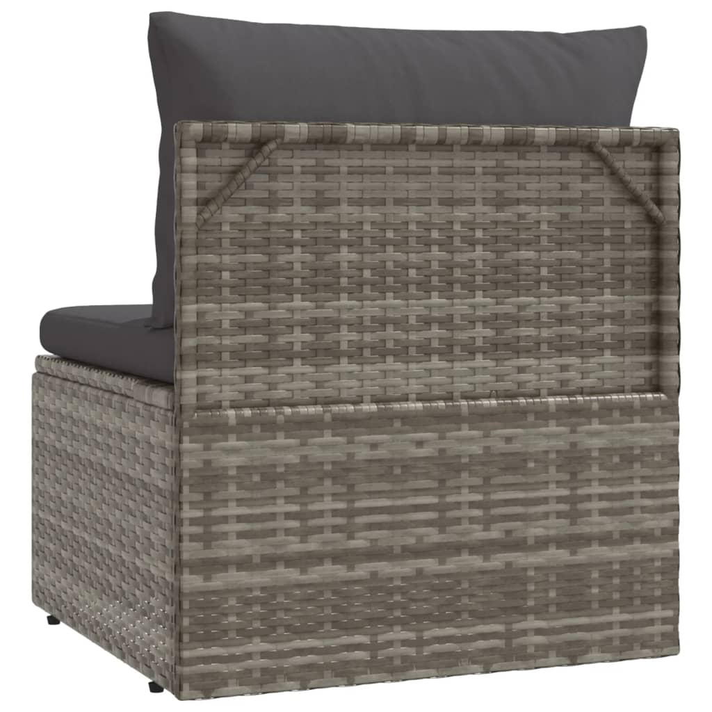 Garten-Mittelsofa mit Kissen Grau 57x57x56 cm Poly Rattan