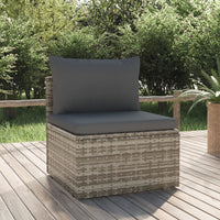 Thumbnail for Garten-Mittelsofa mit Kissen Grau 57x57x56 cm Poly Rattan