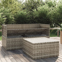 Thumbnail for 3-tlg. Garten-Lounge-Set mit Kissen Grau Poly Rattan