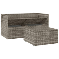 Thumbnail for 3-tlg. Garten-Lounge-Set mit Kissen Grau Poly Rattan