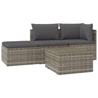 Thumbnail for 4-tlg. Garten-Lounge-Set mit Kissen Grau Poly Rattan