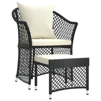 Thumbnail for 2-tlg. Garten-Lounge-Set mit Kissen Schwarz Poly Rattan