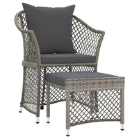 Thumbnail for 2-tlg. Garten-Lounge-Set mit Kissen Grau Poly Rattan