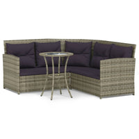 Thumbnail for 2-tlg. Sofagarnitur in L-Form mit Kissen Grau Poly Rattan