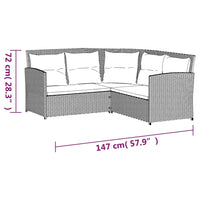 Thumbnail for 2-tlg. Sofagarnitur in L-Form mit Kissen Grau Poly Rattan