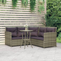 Thumbnail for 2-tlg. Sofagarnitur in L-Form mit Kissen Grau Poly Rattan