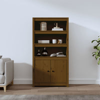 Thumbnail for Highboard Honigbraun 80x35x154 cm Massivholz Kiefer