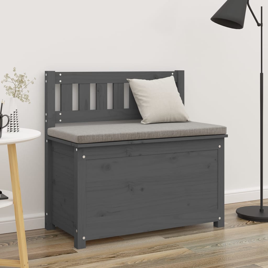 Sitzbank Grau 80x41x77 cm Massivholz Kiefer