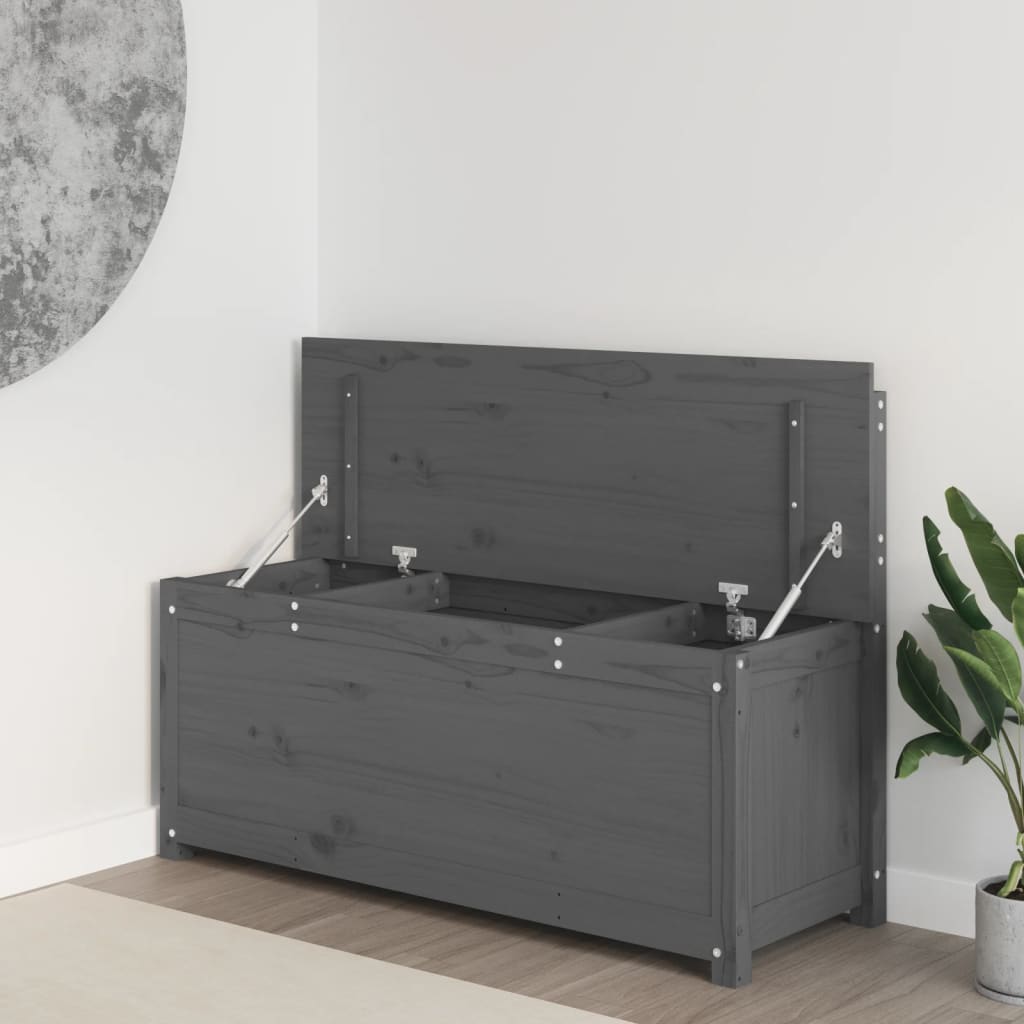 Sitzbank Grau 110x41x76,5 cm Massivholz Kiefer