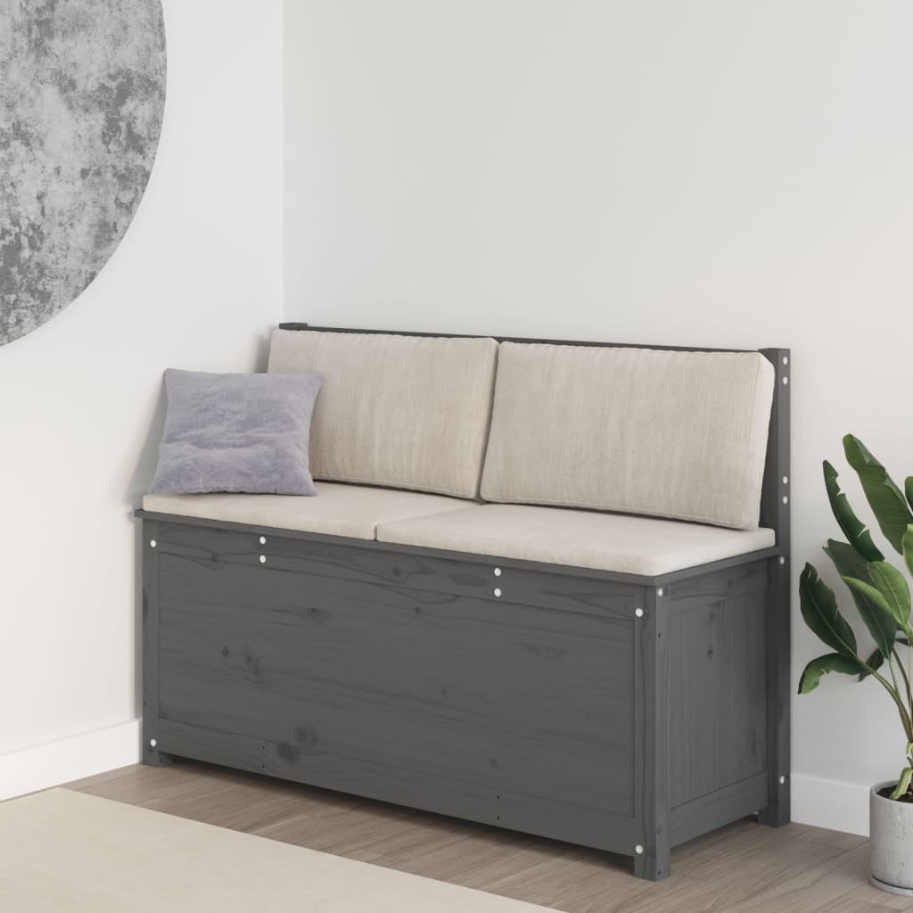 Sitzbank Grau 110x41x76,5 cm Massivholz Kiefer