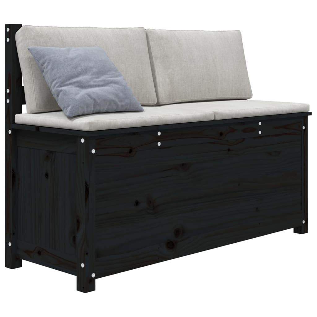 Sitzbank Schwarz 110x41x76,5 cm Massivholz Kiefer