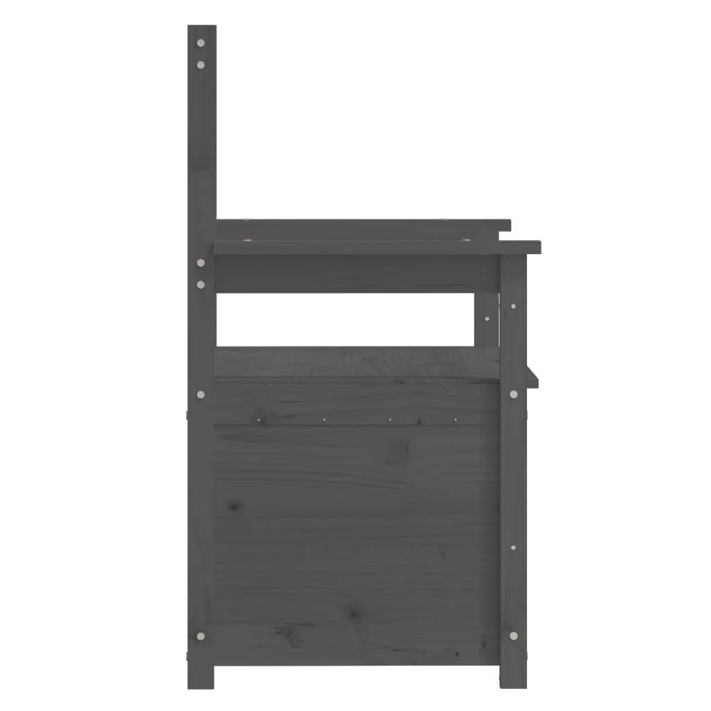 Sitzbank Grau 112,5x51,5x96,5 cm Massivholz Kiefer