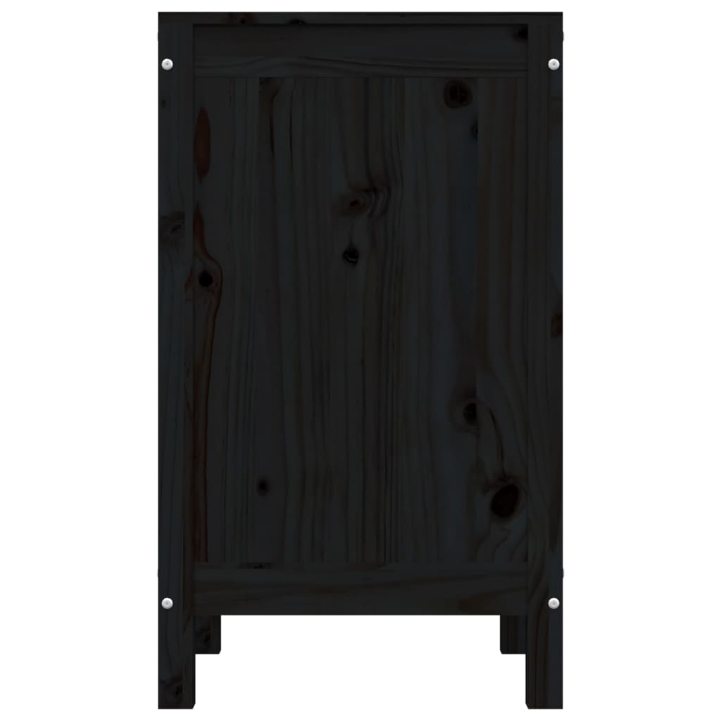 Wäschetruhe Schwarz 44x44x76 cm Massivholz Kiefer