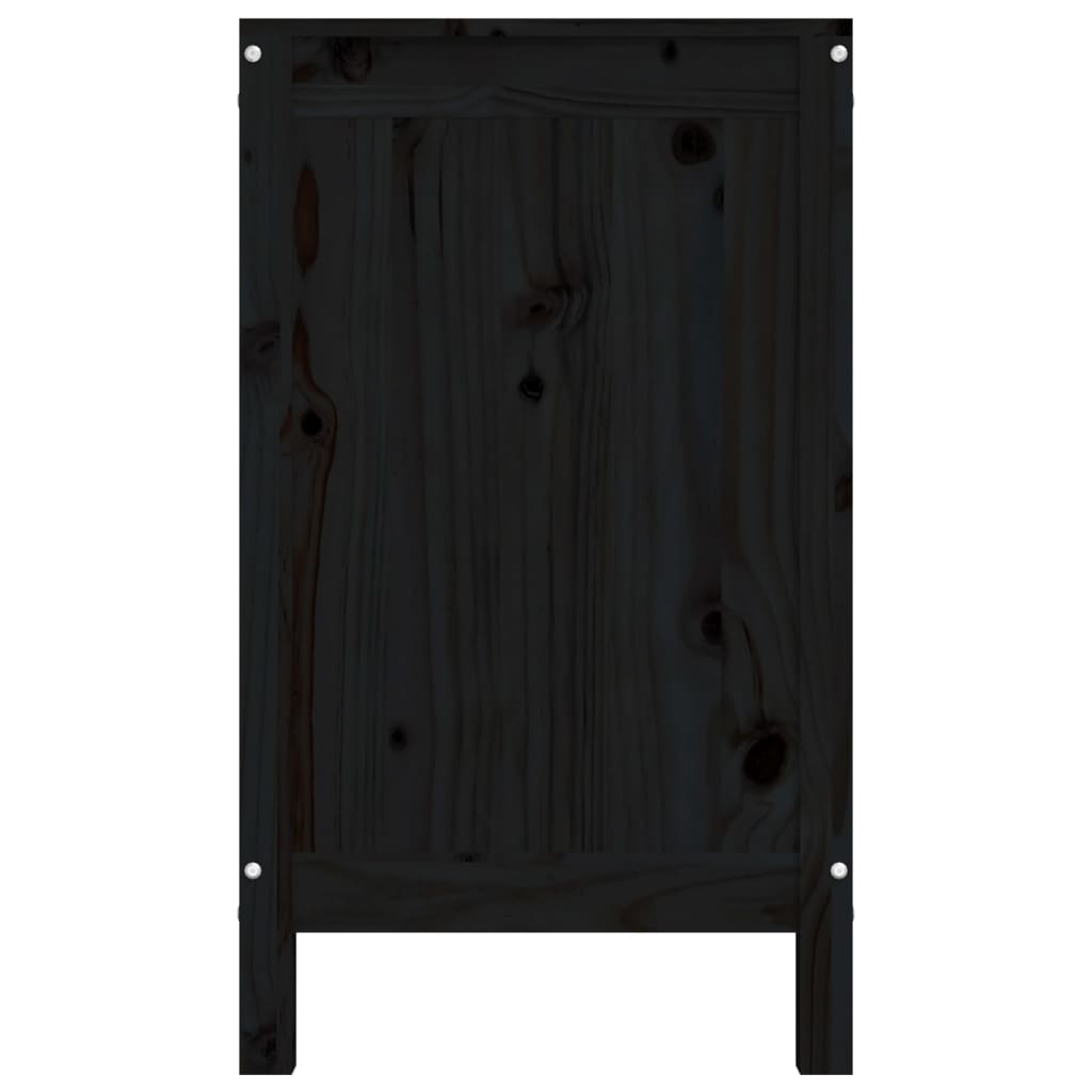 Wäschetruhe Schwarz 88,5x44x76 cm Massivholz Kiefer