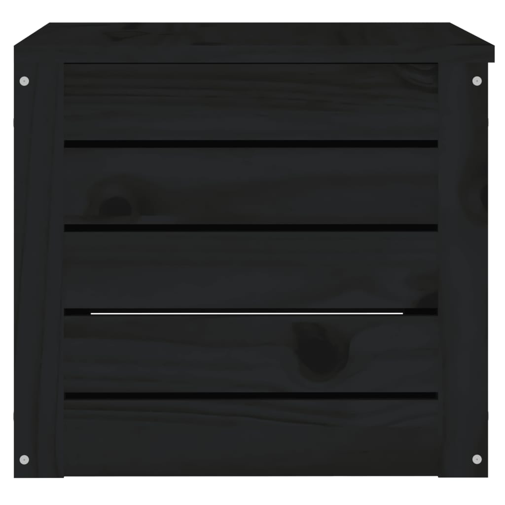 Truhe Schwarz 59,5x36,5x33 cm Massivholz Kiefer