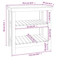 Thumbnail for Werkbank Grau 78,5x50x80 cm Massivholz Kiefer