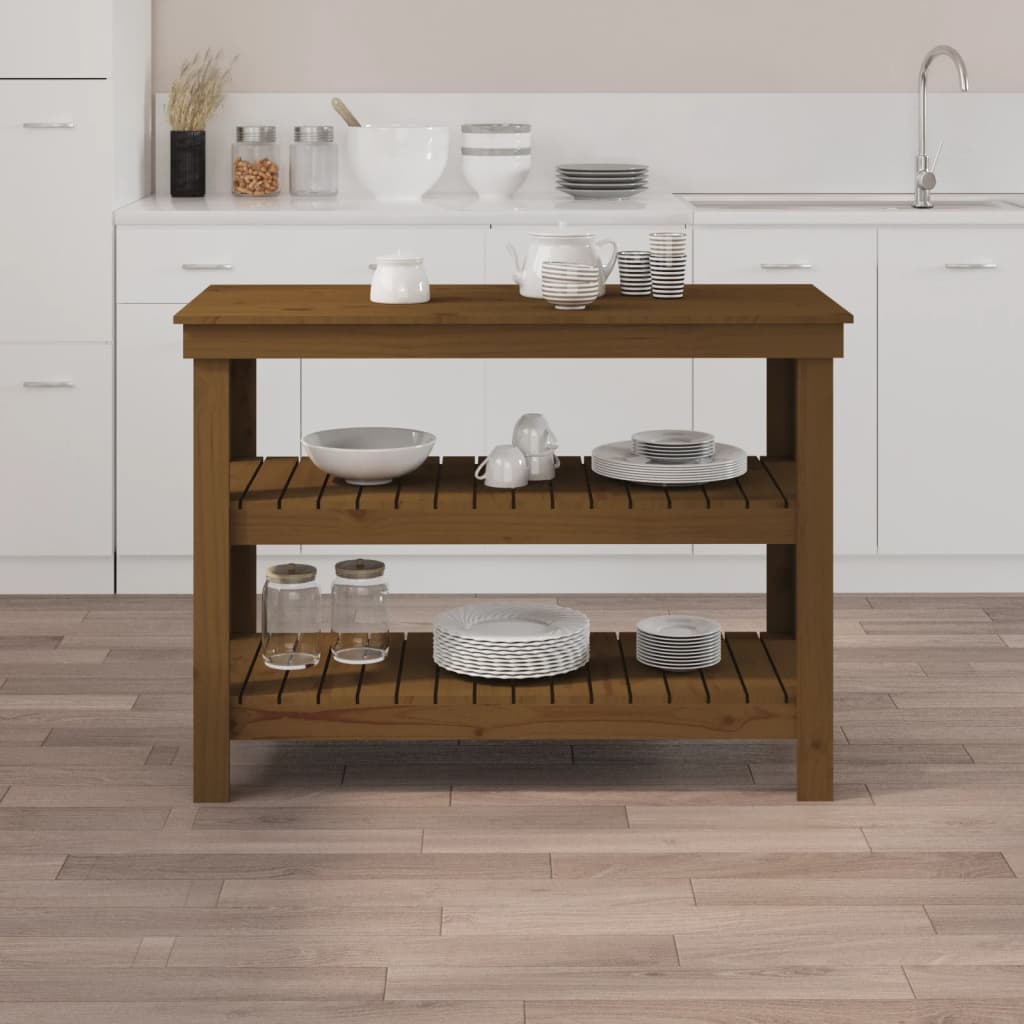 Werkbank Honigbraun 110,5x50x80 cm Massivholz Kiefer