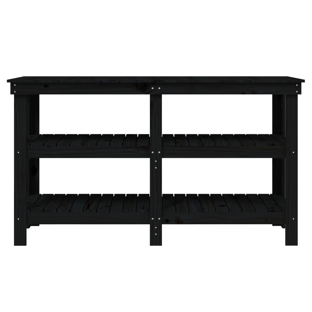 Werkbank Schwarz 142,5x50x80 cm Massivholz Kiefer