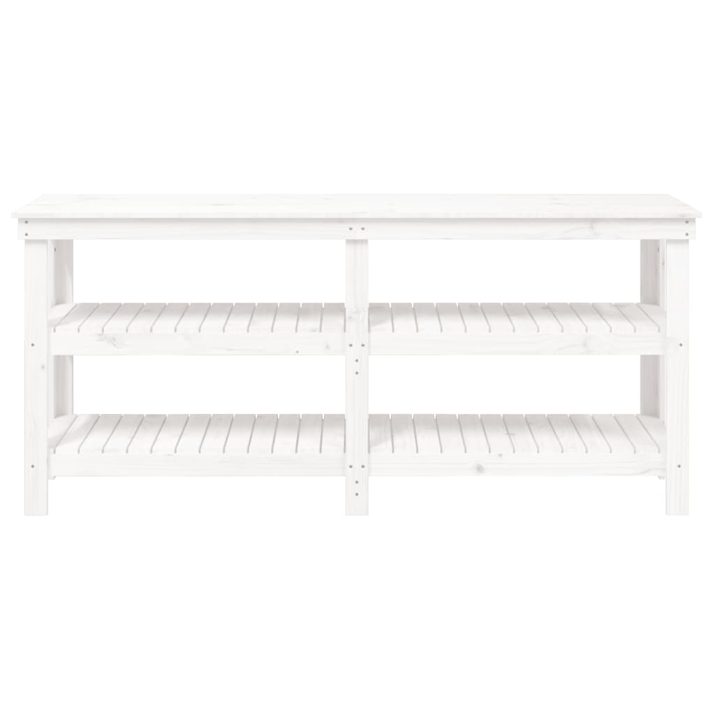 Werkbank Weiß 181x50x80 cm Massivholz Kiefer