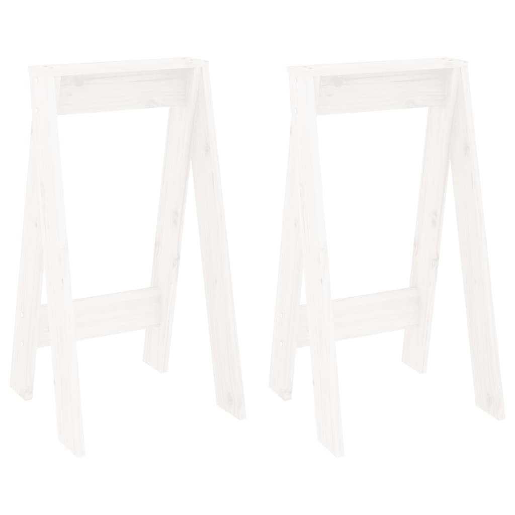 Hocker 2 Stk. Weiß 40x40x75 cm Massivholz Kiefer