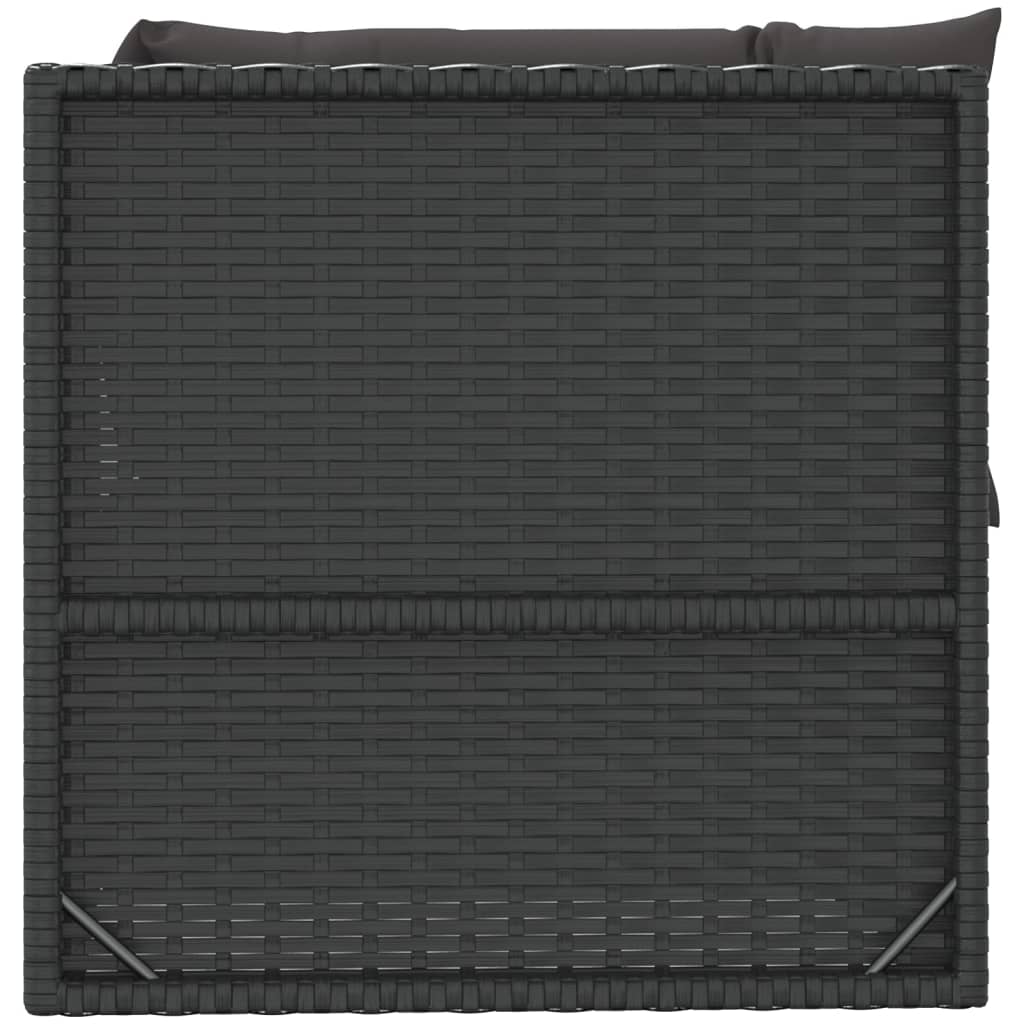 Garten-Ecksofa mit Kissen Schwarz Poly Rattan