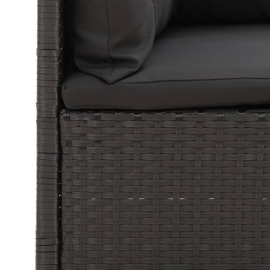 Garten-Ecksofa mit Kissen Schwarz Poly Rattan