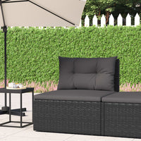 Thumbnail for Garten-Mittelsofa mit Kissen Schwarz Poly Rattan