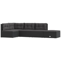 Thumbnail for 5-tlg. Garten-Lounge-Set mit Kissen Schwarz Poly Rattan