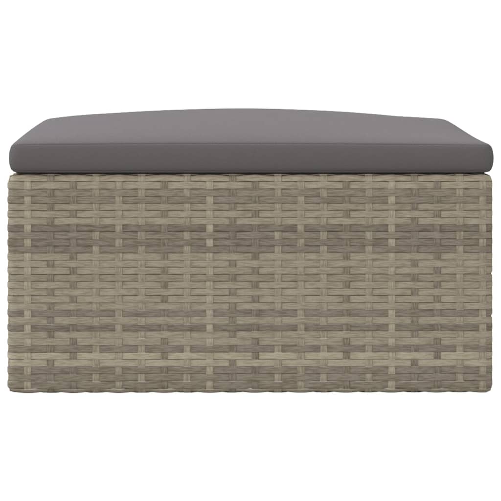 Gartenhocker mit Kissen Grau Poly Rattan