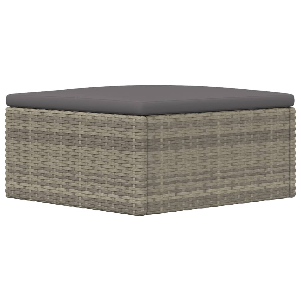 Gartenhocker mit Kissen Grau Poly Rattan