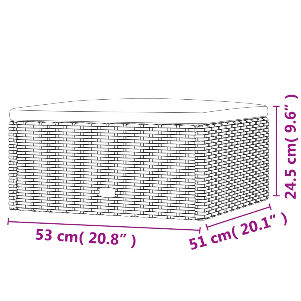 Gartenhocker mit Kissen Grau Poly Rattan