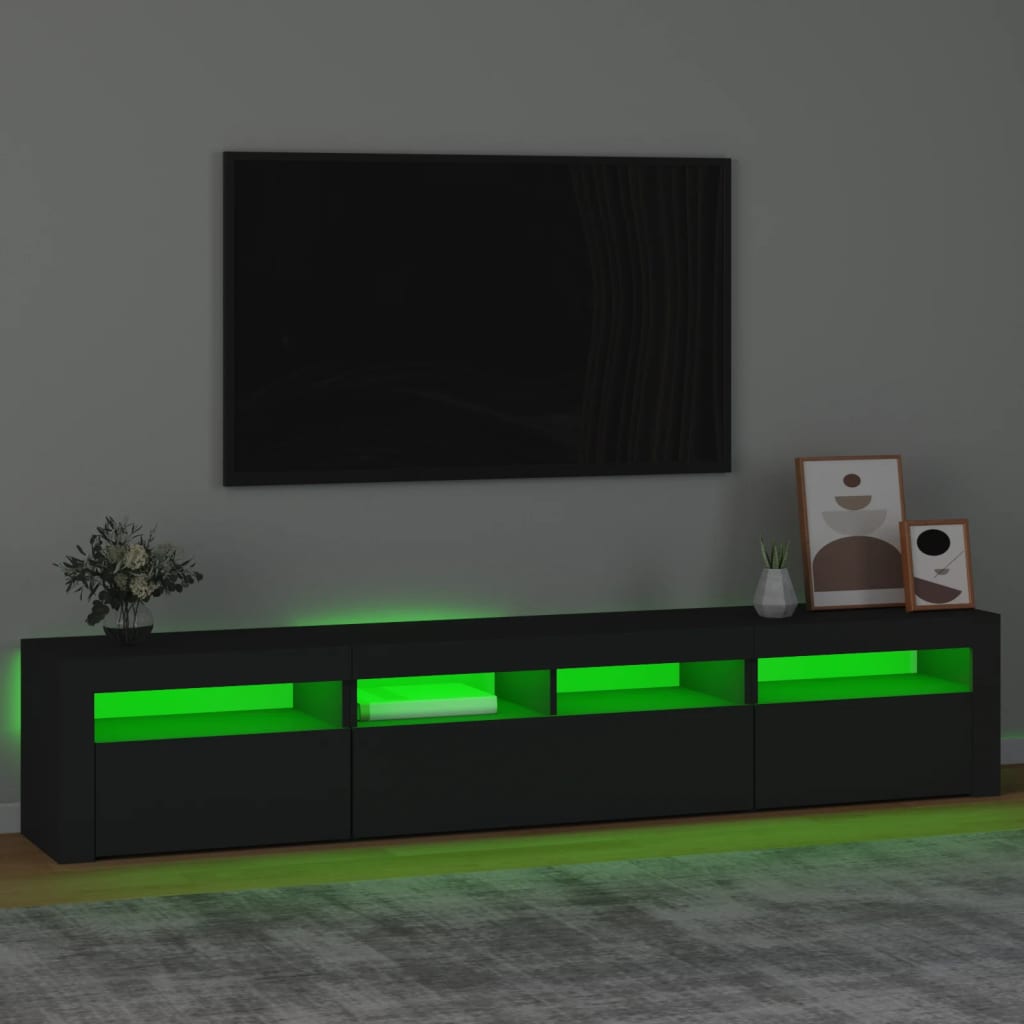 TV-Schrank mit LED-Leuchten Schwarz 210x35x40 cm