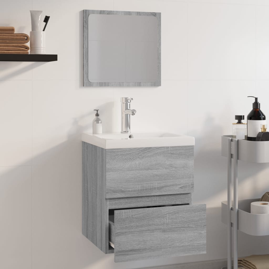Badmöbel-Set Grau Sonoma Holzwerkstoff
