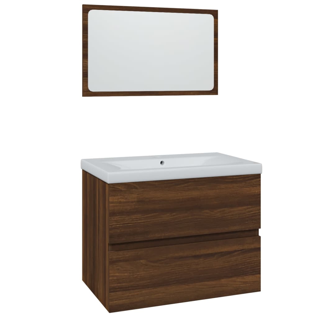 Badmöbel-Set Braun Eichen-Optik Holzwerkstoff