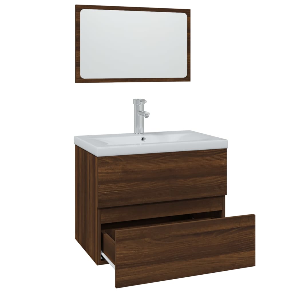 Badmöbel-Set Braun Eichen-Optik Holzwerkstoff