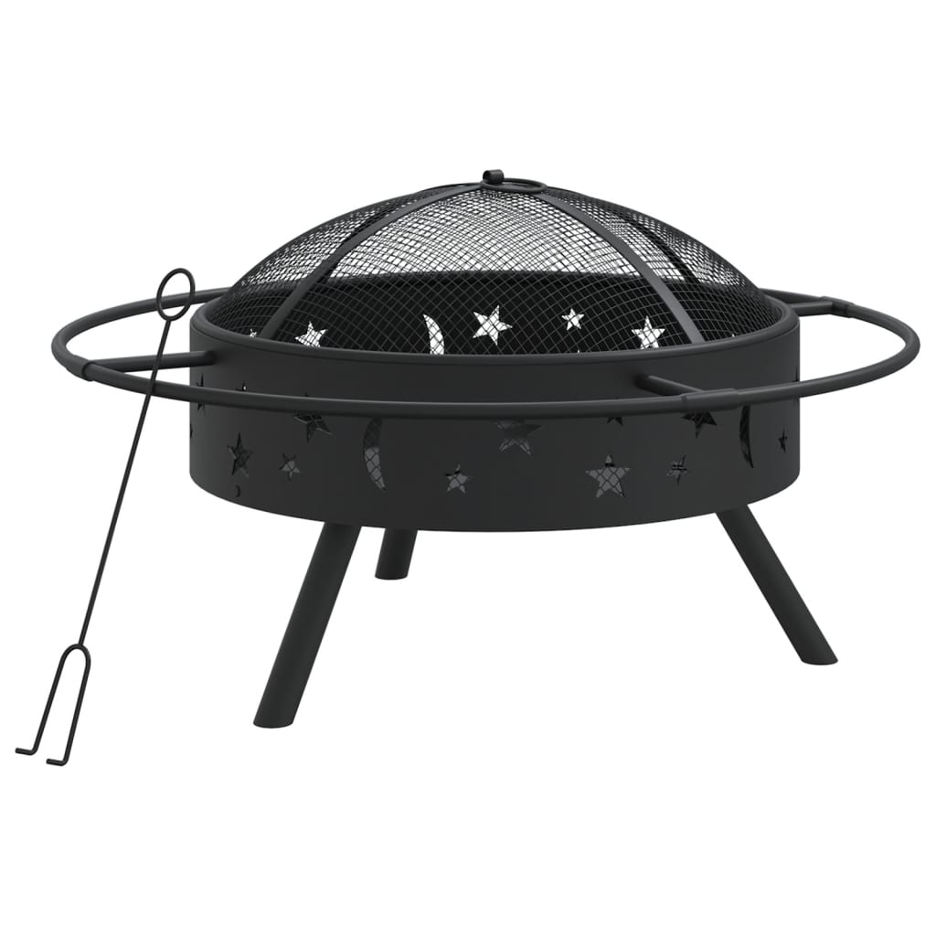 Feuerschale mit Schürhaken 70 cm XXL Stahl
