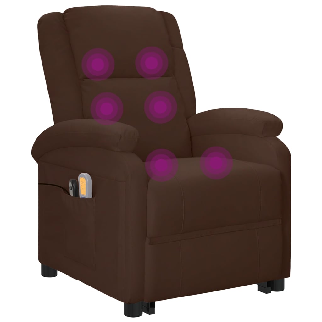 Elektrischer Massagesessel mit Aufstehhilfe Braun Kunstleder