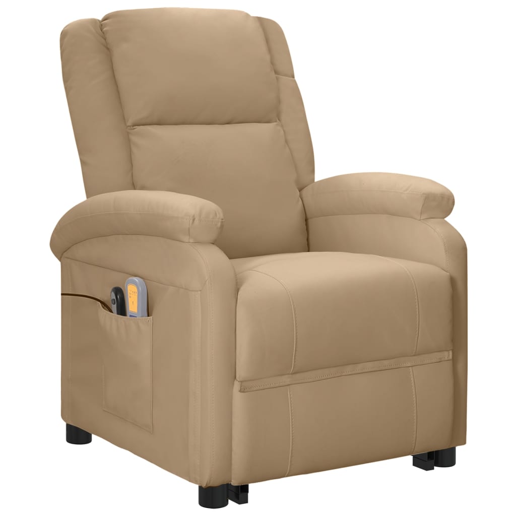 Massagesessel Elektrisch mit Aufstehhilfe Cappuccino Kunstleder